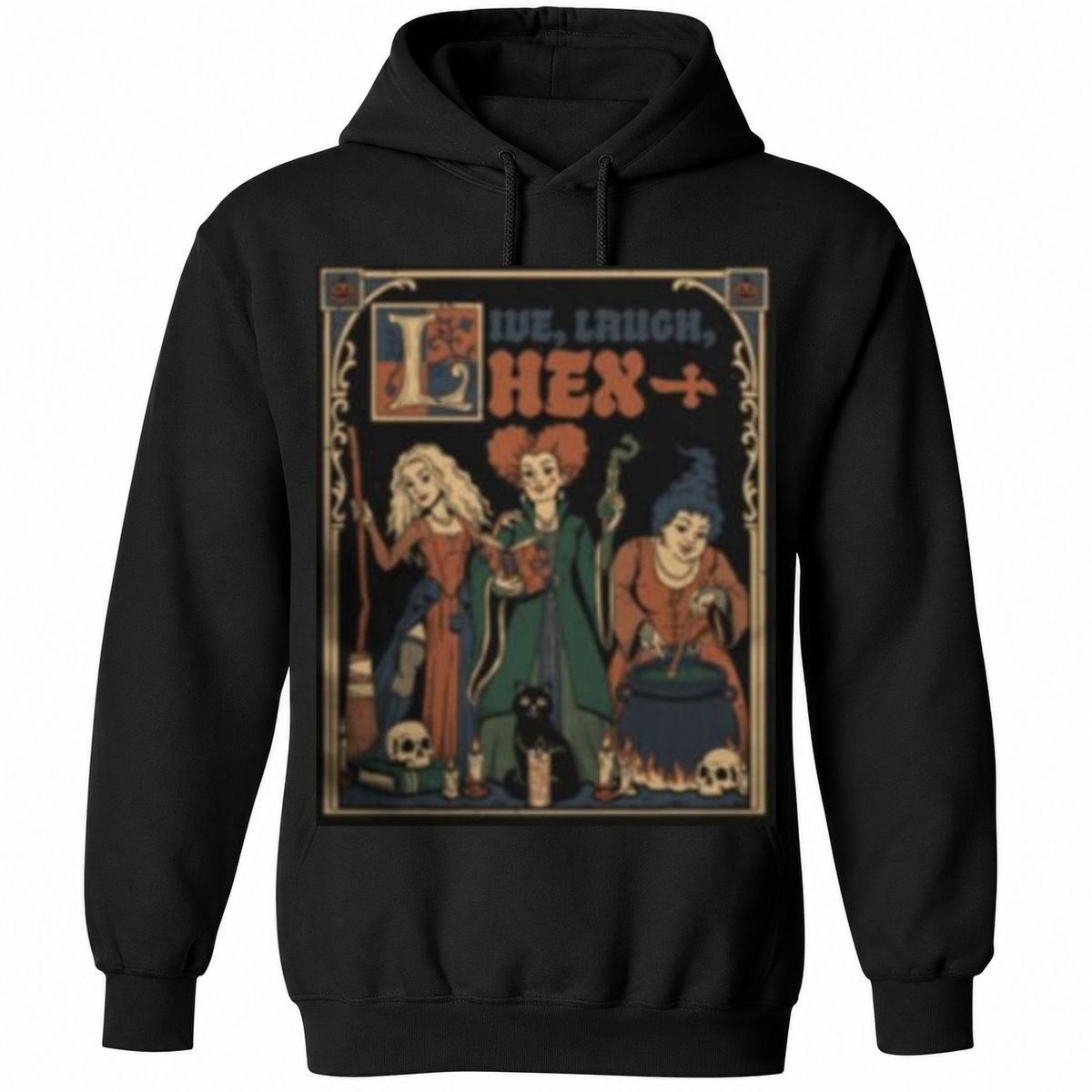 We Laugh, Hex & Brew Halloween T-Shirt – Vintage Witch Graphic Tee – Spooky Season Shirt