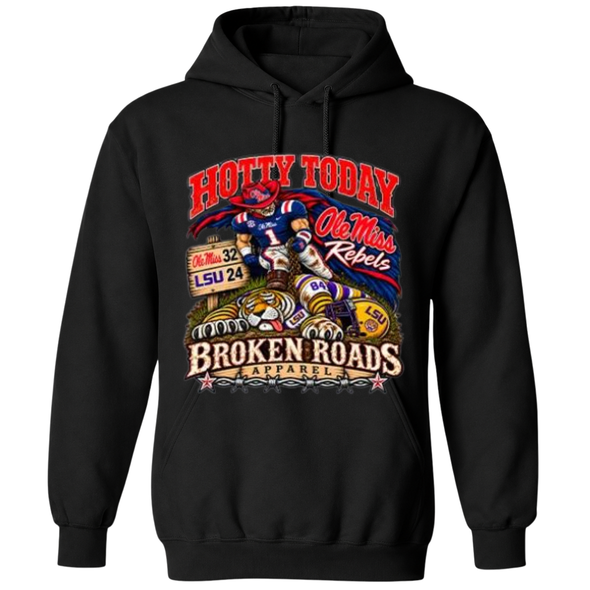 Hotty Toddy Ole Miss Vs LSU 24-32 Broken Roads T Shirt