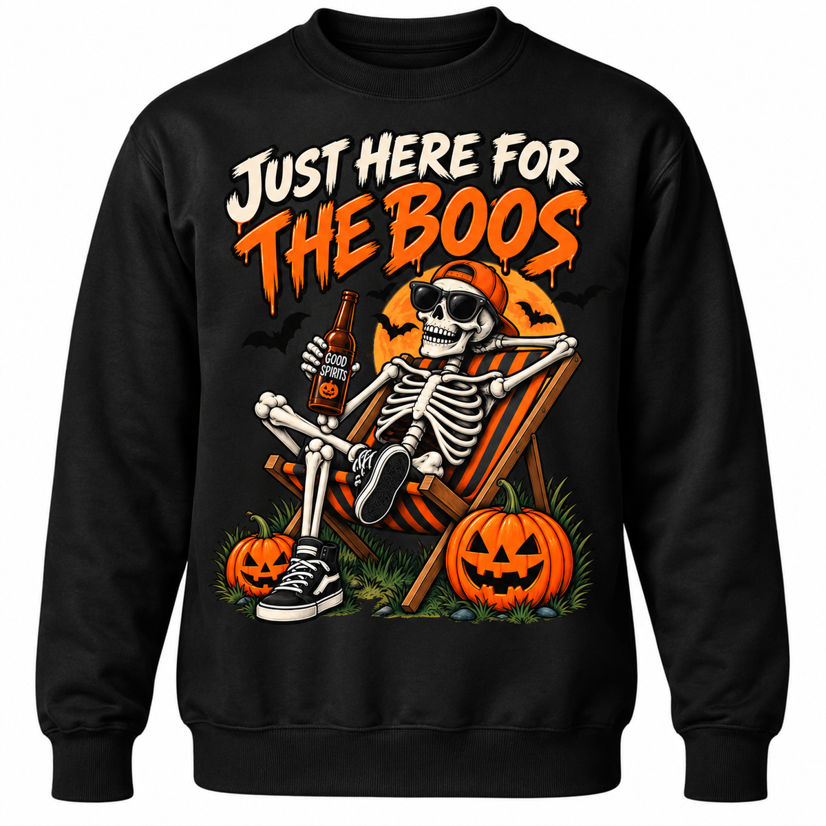 Just Here for the Boos – Halloween Skeleton T-Shirst