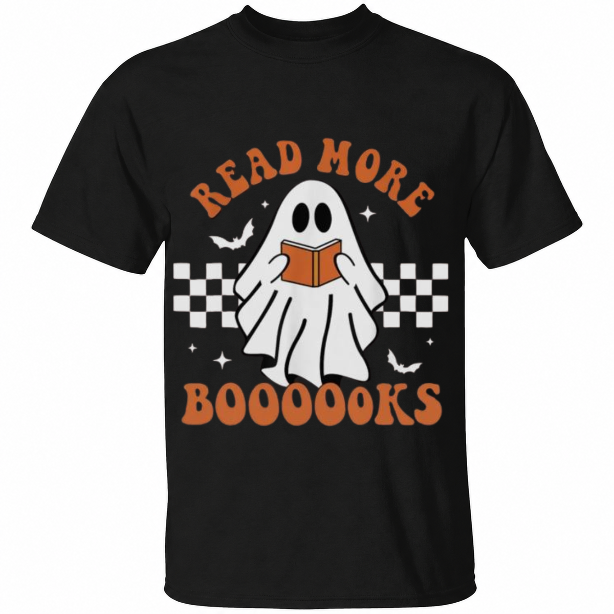 Read More Boooooks Halloween T-Shirt – Cute Reading Ghost Graphic Tee – Spooky Book Lover Shirt