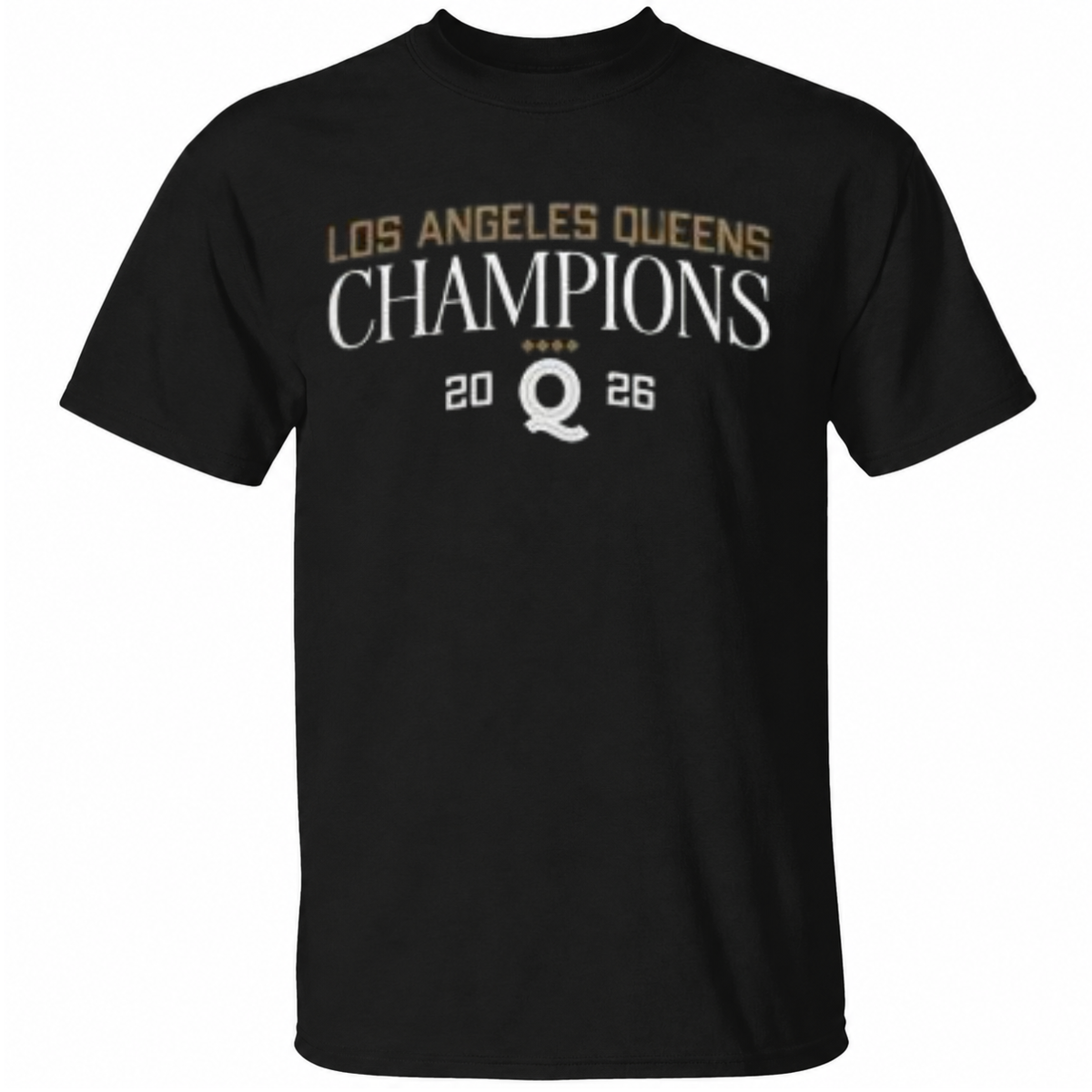 Los Angeles Queens Champions 2026 Q Logo Front Graphic T-Shirt