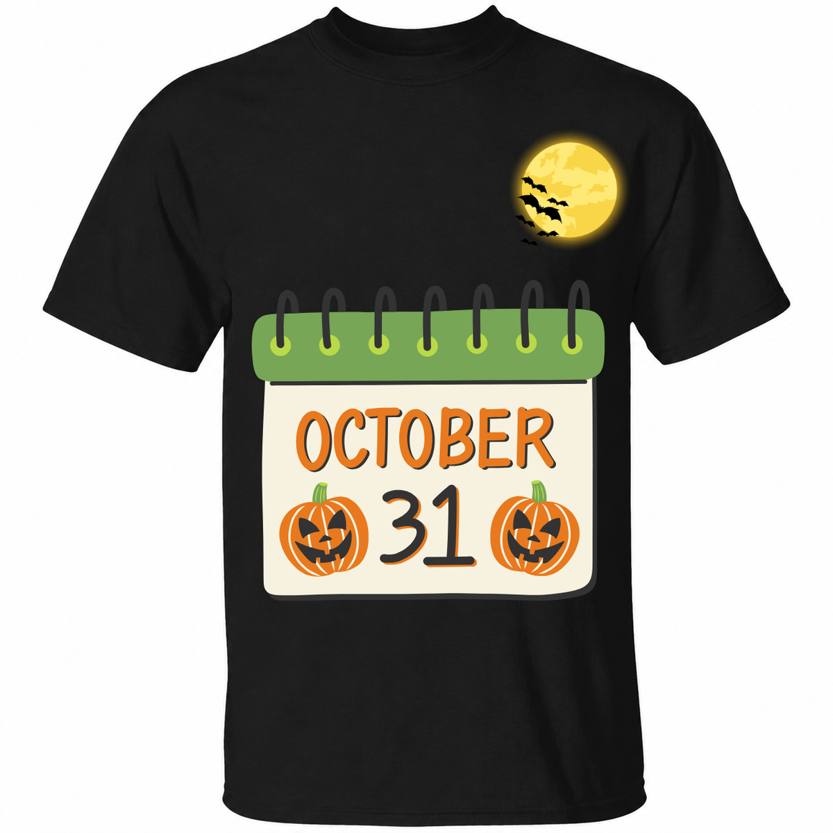 October 31 Halloween T-Shirt – Jack O’ Lantern Pumpkin & Full Moon Spooky Graphic Tee