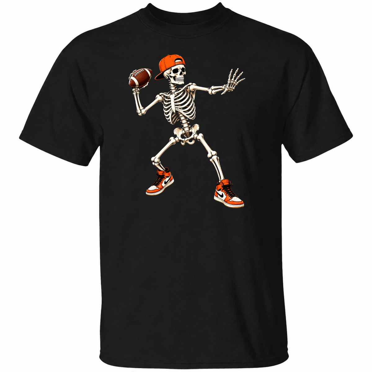 Football Skeleton T-Shirt – Funny Quarterback Graphic Tee – Halloween Sports Shirt