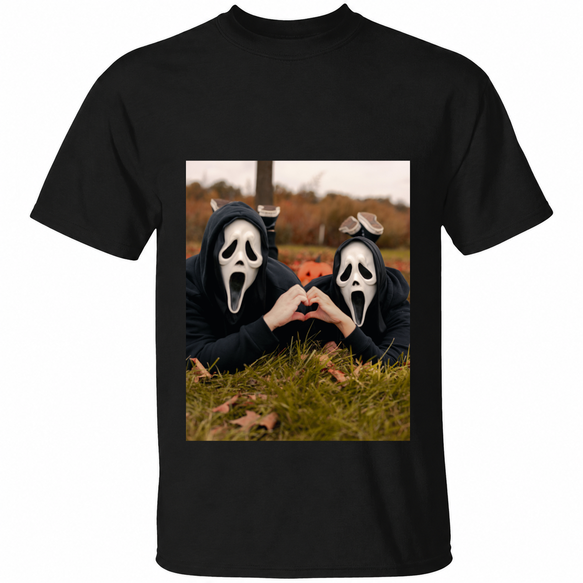 Ghostface Love Halloween T-Shirt – Spooky Couple Heart Graphic Tee – Halloween Horror Shirt