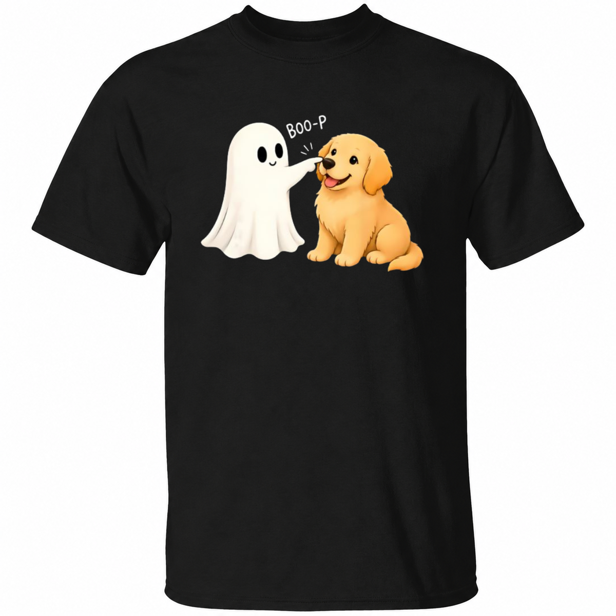 Boo-P Cute Ghost & Golden Retriever Halloween T-Shirt – Funny Spooky Dog Lover Graphic Tee