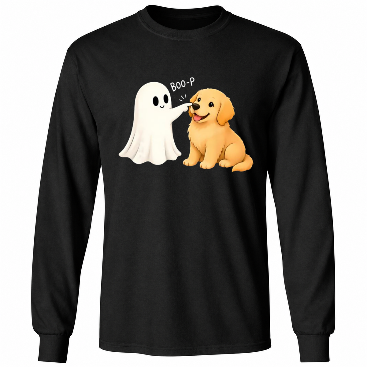 Boo-P Cute Ghost & Golden Retriever Halloween T-Shirt – Funny Spooky Dog Lover Graphic Tee