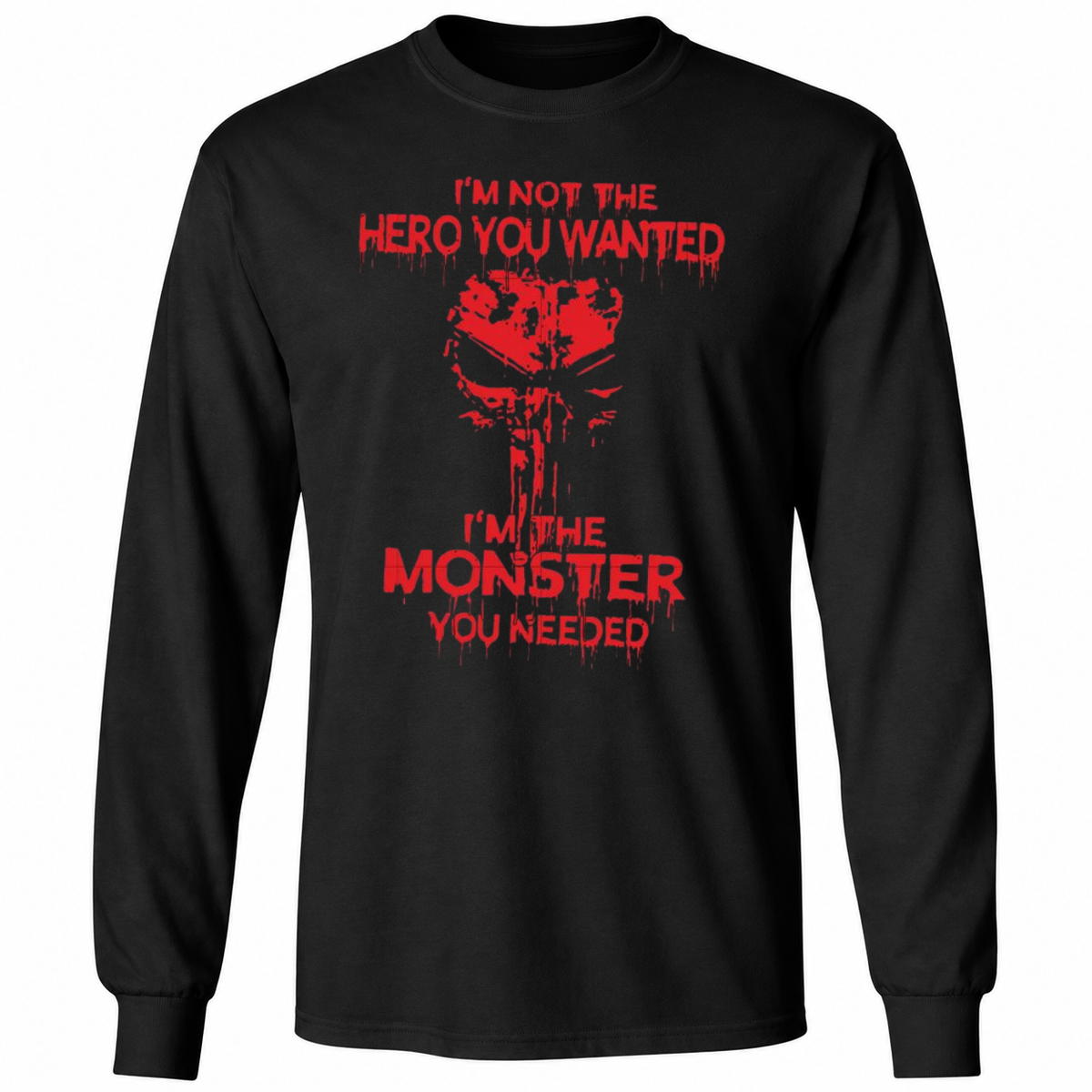 I'm Not the Hero You Wanted T-Shirt – Dark Skull Graphic Tee – Horror-Inspired Shirt