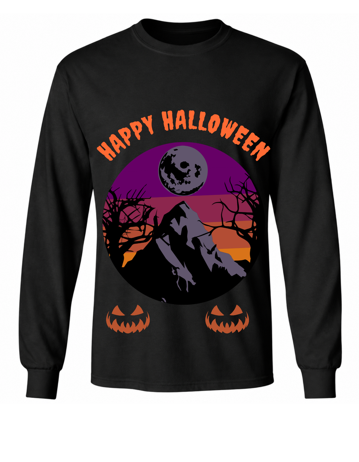 Happy Halloween Spooky Moon & Pumpkin Graphic T-Shirt