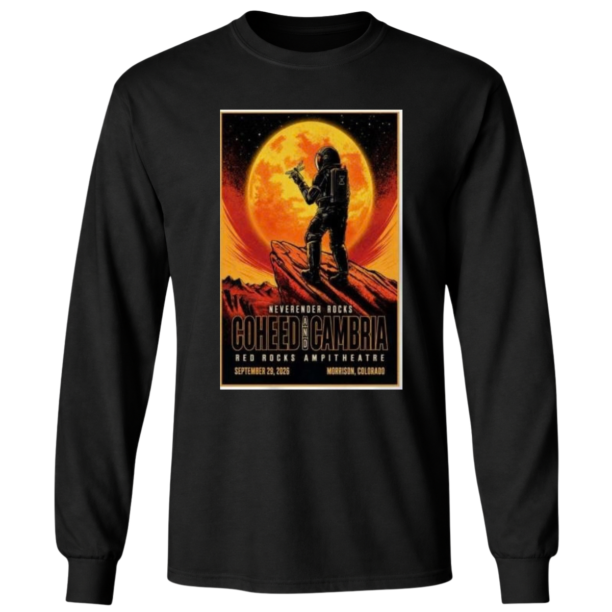 Coheed and Cambria Red Rocks Amphitheatre Morrison CO Sep 29 2026 Exclusive Poster Shirt