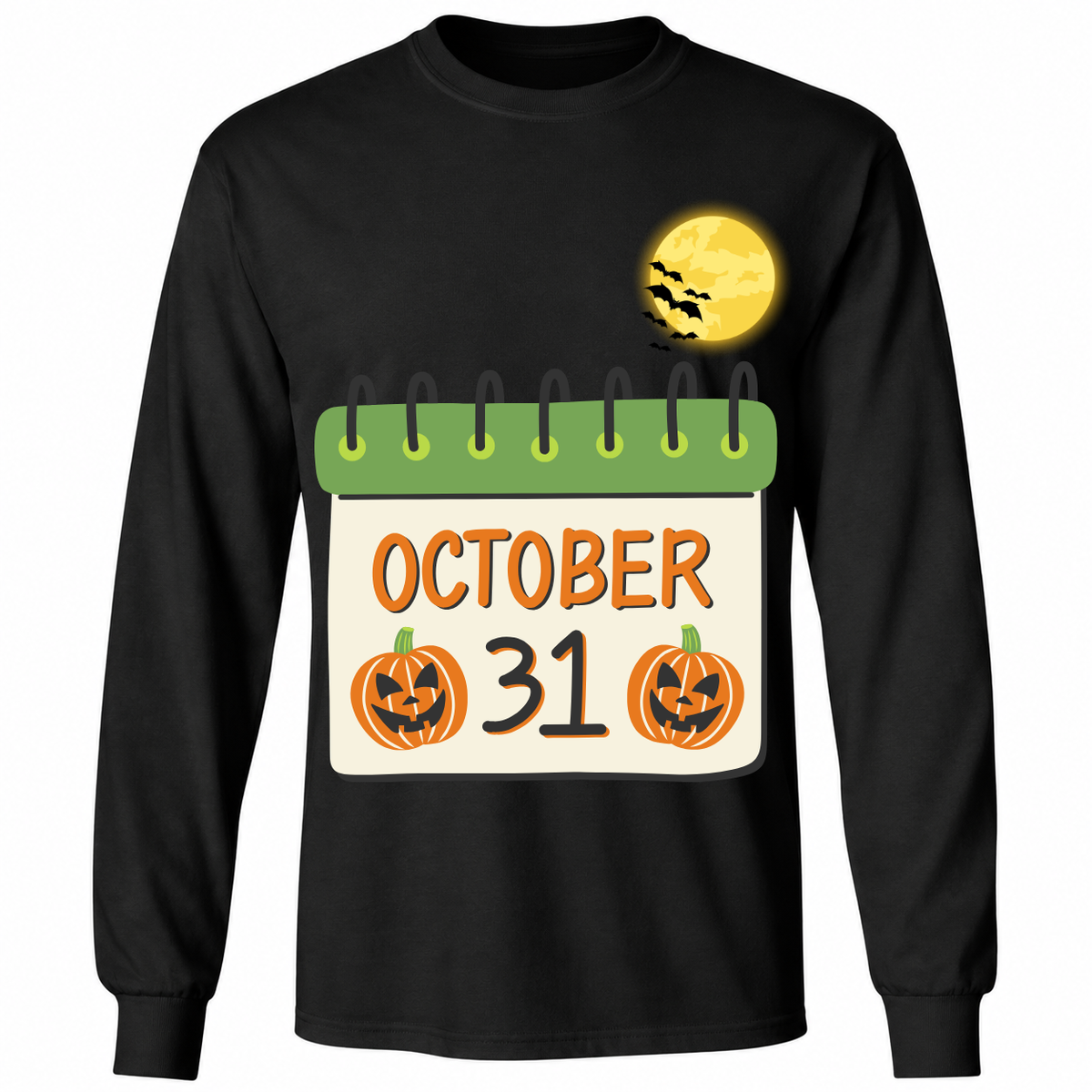 October 31 Halloween T-Shirt – Jack O’ Lantern Pumpkin & Full Moon Spooky Graphic Tee