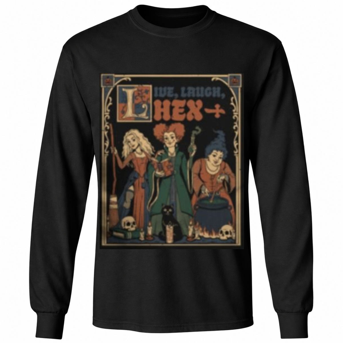 We Laugh, Hex & Brew Halloween T-Shirt – Vintage Witch Graphic Tee – Spooky Season Shirt