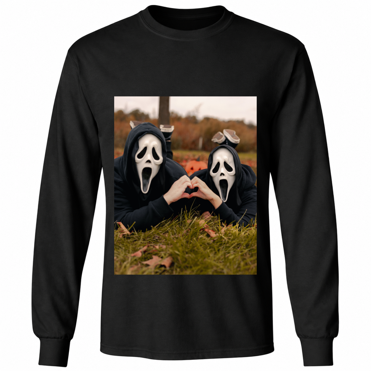 Ghostface Love Halloween T-Shirt – Spooky Couple Heart Graphic Tee – Halloween Horror Shirt