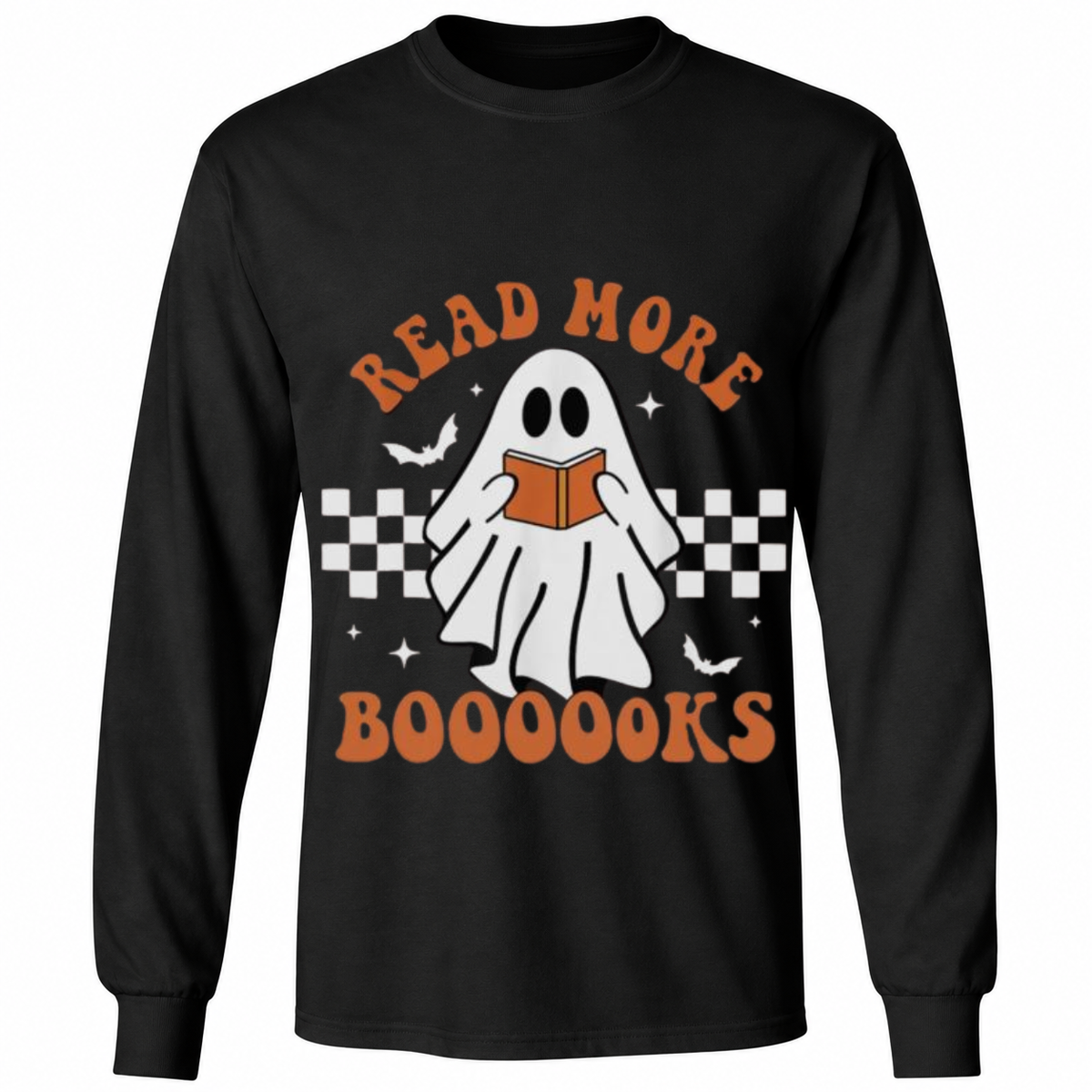 Read More Boooooks Halloween T-Shirt – Cute Reading Ghost Graphic Tee – Spooky Book Lover Shirt