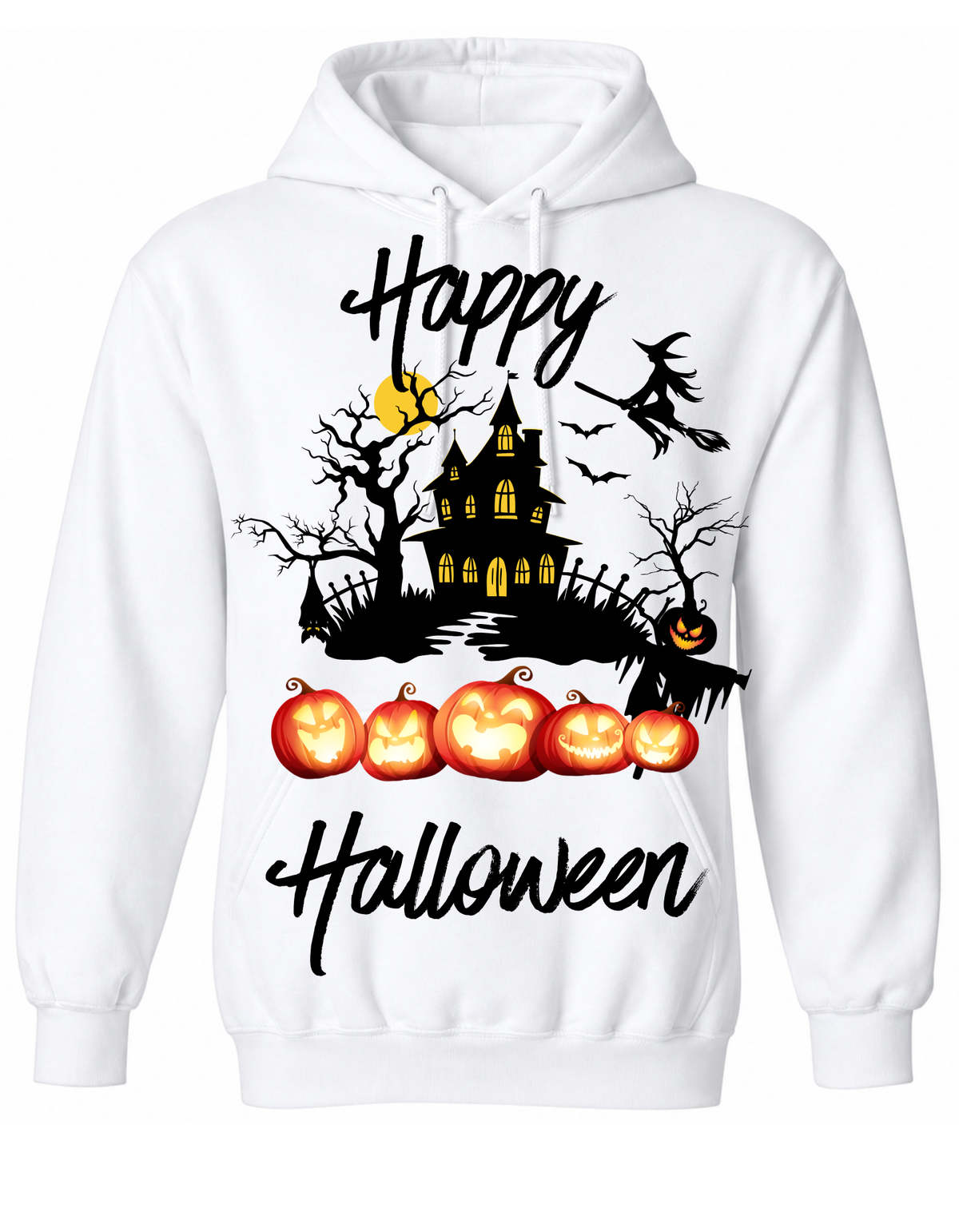 Happy Halloween Haunted House & Pumpkin Graphic T-Shirt