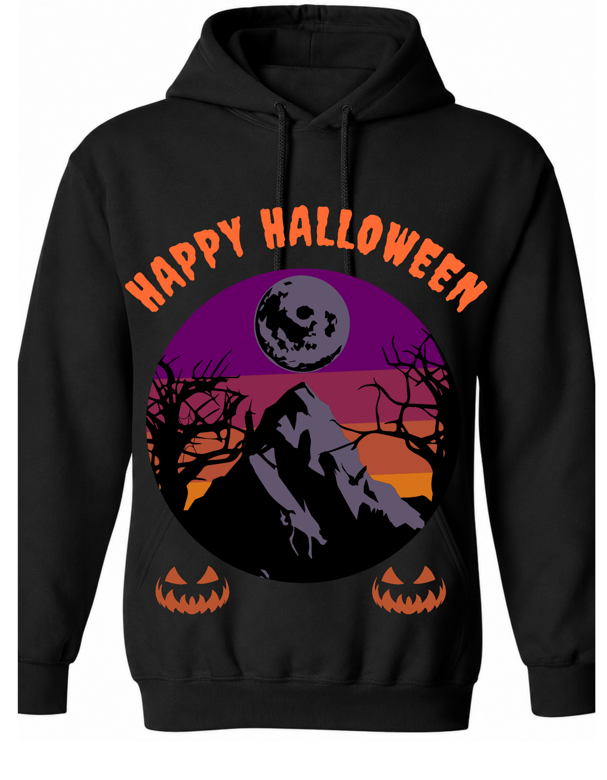 Happy Halloween Spooky Moon & Pumpkin Graphic T-Shirt