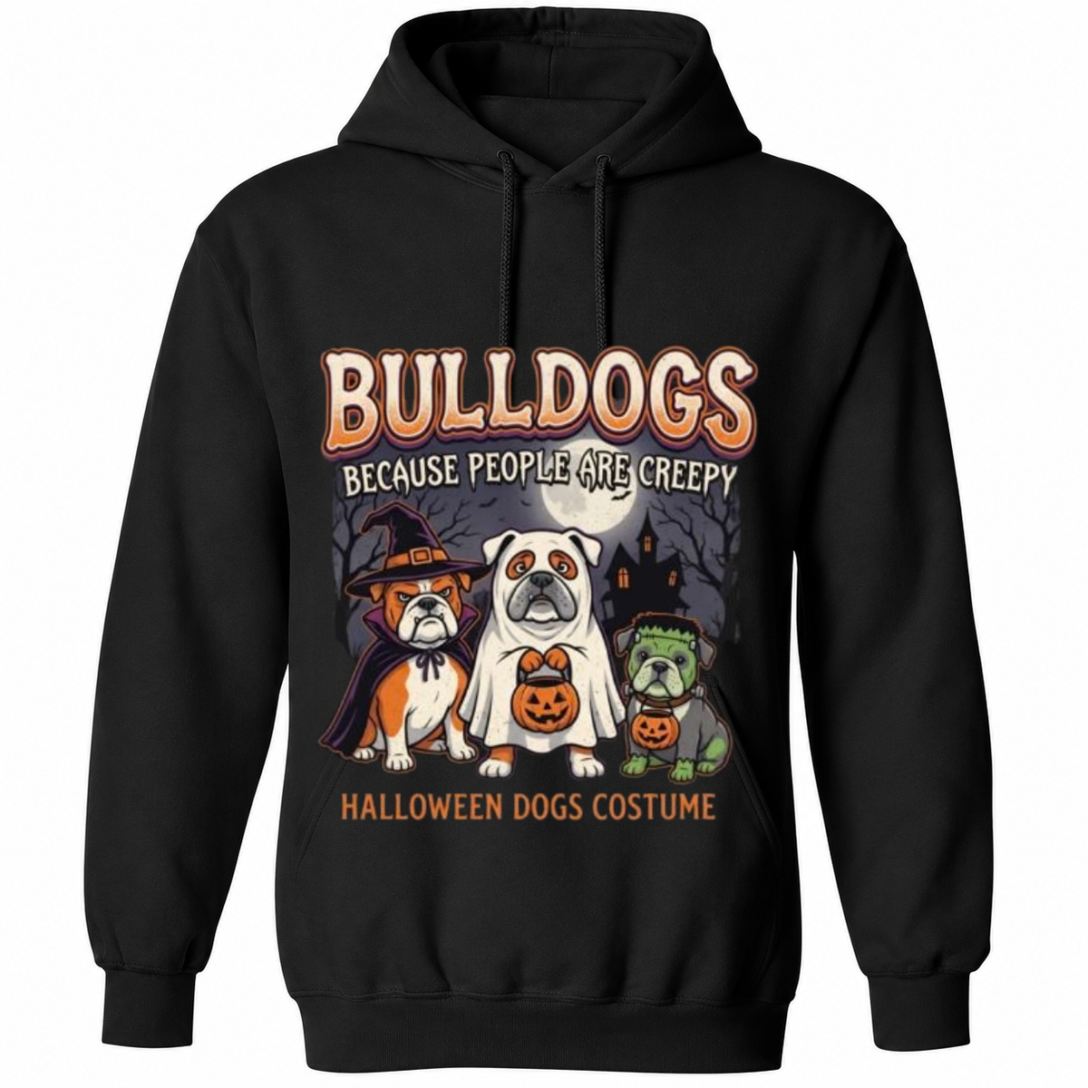 Bulldogs Because People Are Creepy T-Shirt – Funny Halloween Dog Costume Graphic Tee