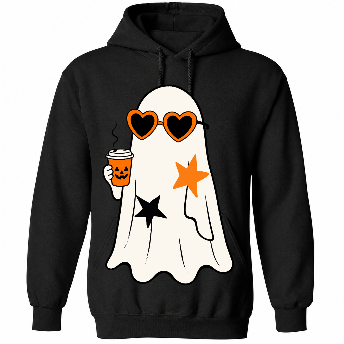 Coffee Ghost Halloween T-Shirt – Cute Spooky Ghost with Heart Sunglasses Graphic Tee