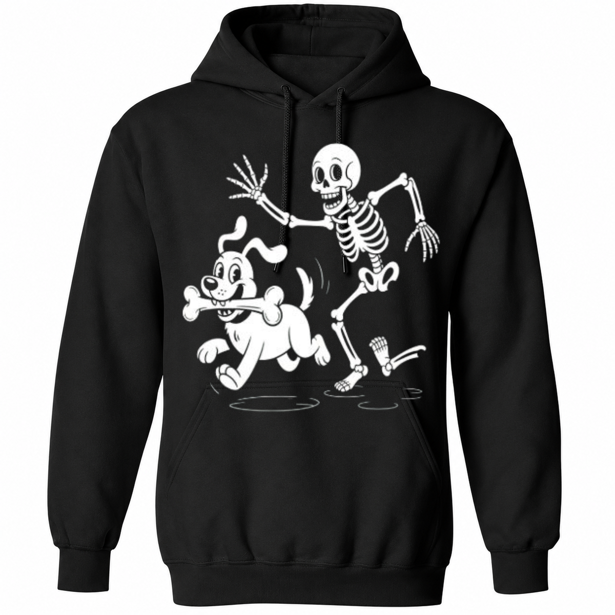 Funny Skeleton & Dog Halloween T-Shirt – Playful Spooky Graphic Tee – Dog Lover Shirt