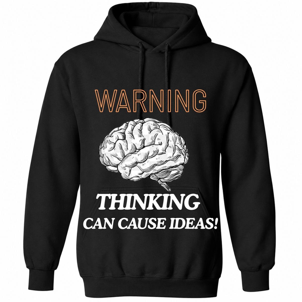 Warning Thinking Can Cause Ideas T-Shirt – Funny Brain Graphic Tee – Smart Humor Shirt