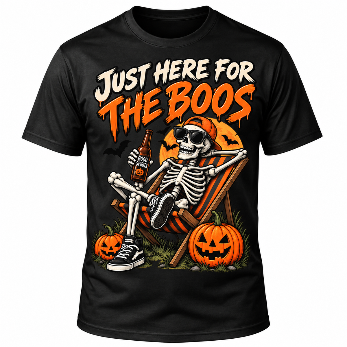 Just Here for the Boos – Halloween Skeleton T-Shirst