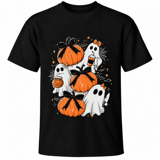 Halloween Ghosts & Pumpkins Pullover T-Shirst