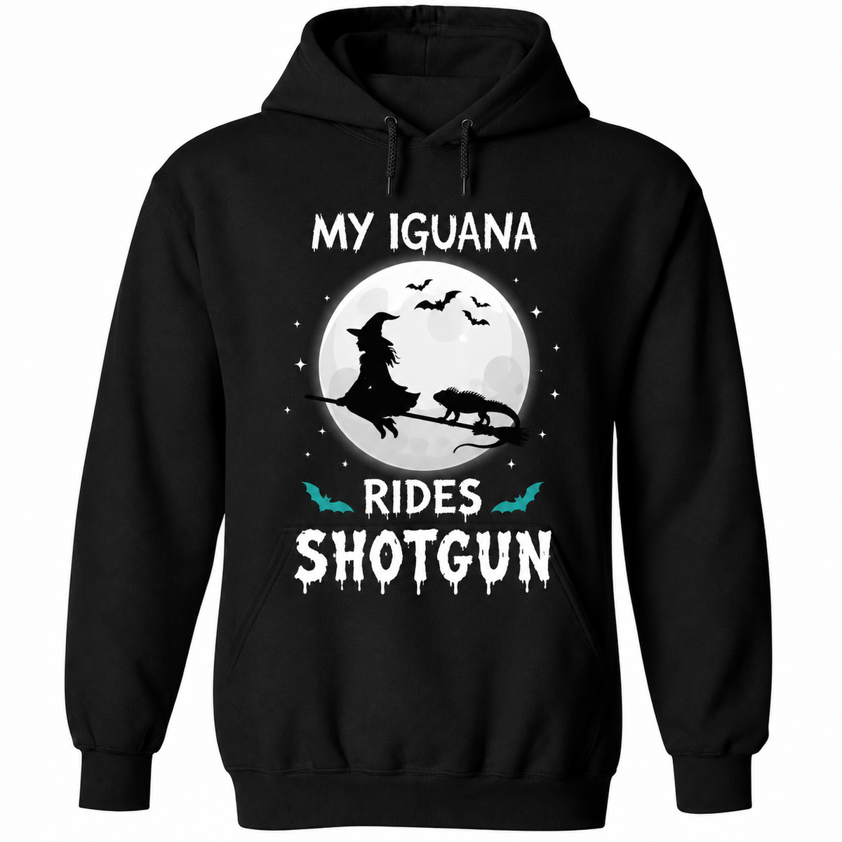 My Iguana Rides Shotgun Halloween  Funny Iguana & Witch Design T-Shirts