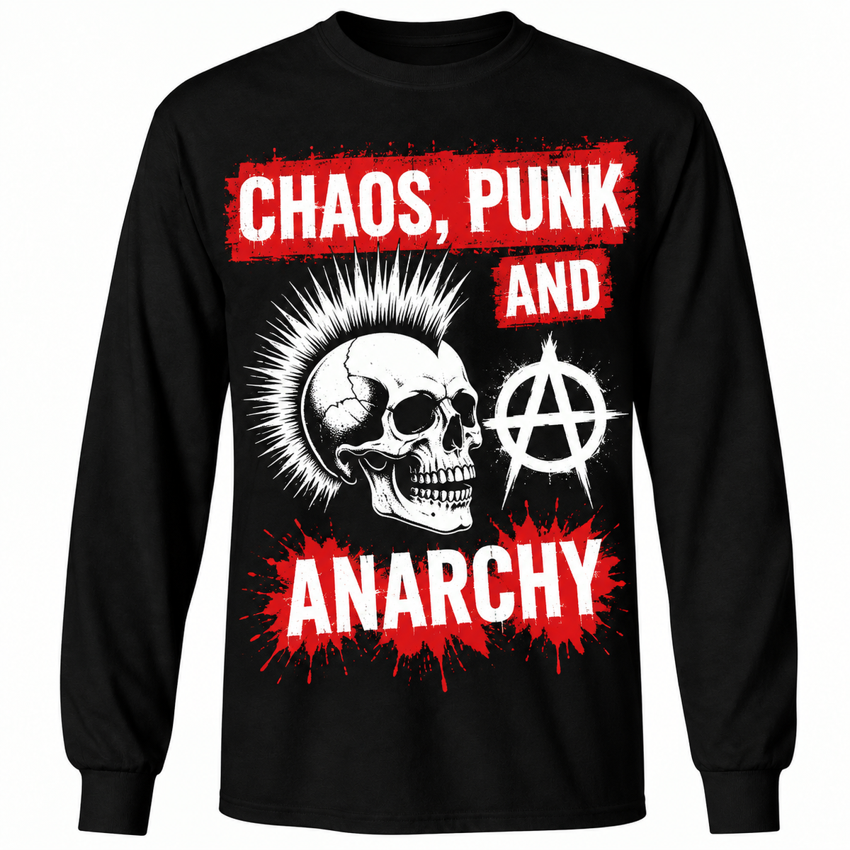 Chaos Punk and Anarchy Graphic Pullover T-Shirst